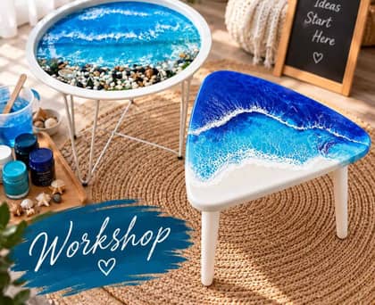 סדנה פרטית ליצירת שולחן אפוקסי בעיצוב ים 🌊